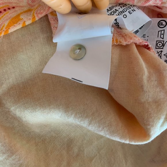 Zara Boho Bell Sleeve Open Tie Back Orange Floral Paisley Women's Small Blouse - Picture 6 of 16